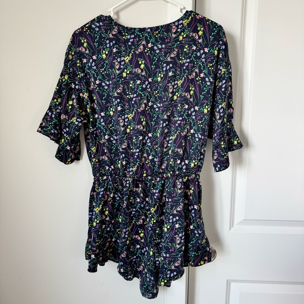 Victoria’s Secret Pink Label Floral Sleep Romper Size Medium Pajamas Navy Blue - Picture 10 of 12
